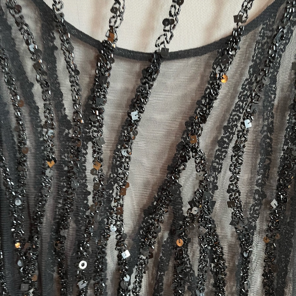 Marina Rinaldi Black Mesh Sequin Top - Size L - Picture 8 of 9